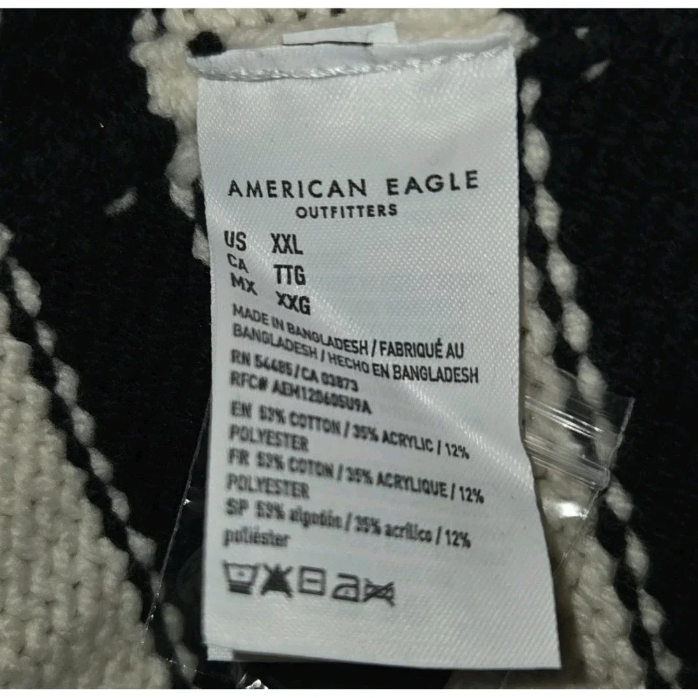 American Eagle Oversized Cardigan Sweater Women's‎ 2XL Black & Cream Striped NWT